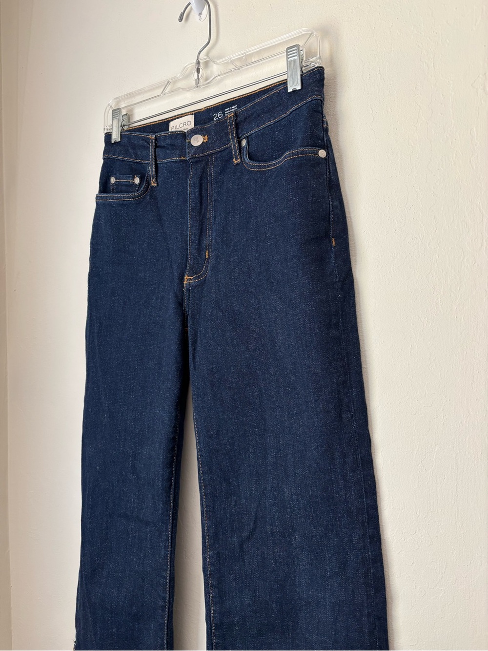 Pilcro Anthropologie Scotty Cuffed High Rise Straight Leg Jeans Size 26 Blue - Picture 3 of 14